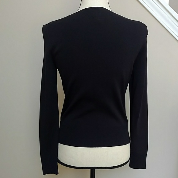 Loft Black/White Ruffled Button-Up Cardigan - Picture 4 of 5